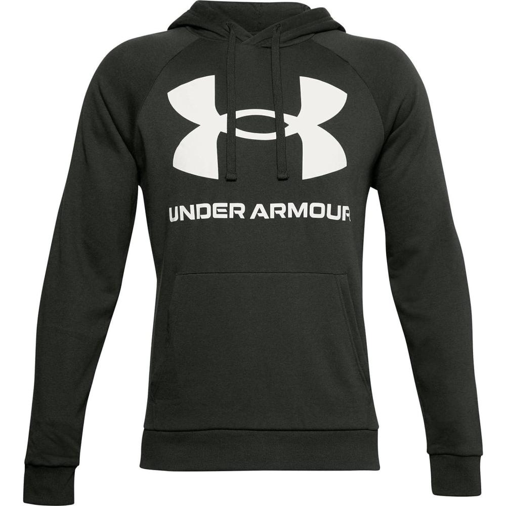 imageUnder Armour Mens Rival Fleece Sportstyle Logo HoodieBaroque Green 310Onyx White