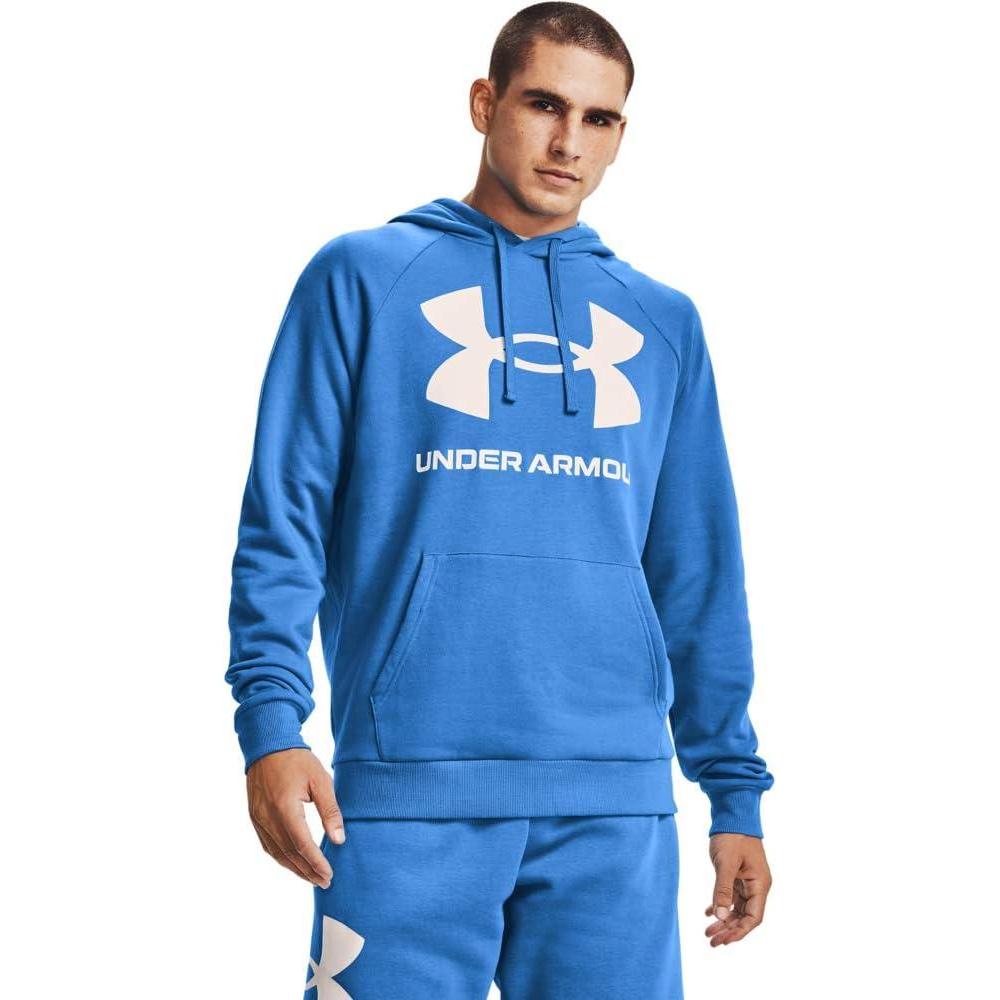 imageUnder Armour Mens Rival Fleece Sportstyle Logo HoodieBrilliant Blue 787Onyx White