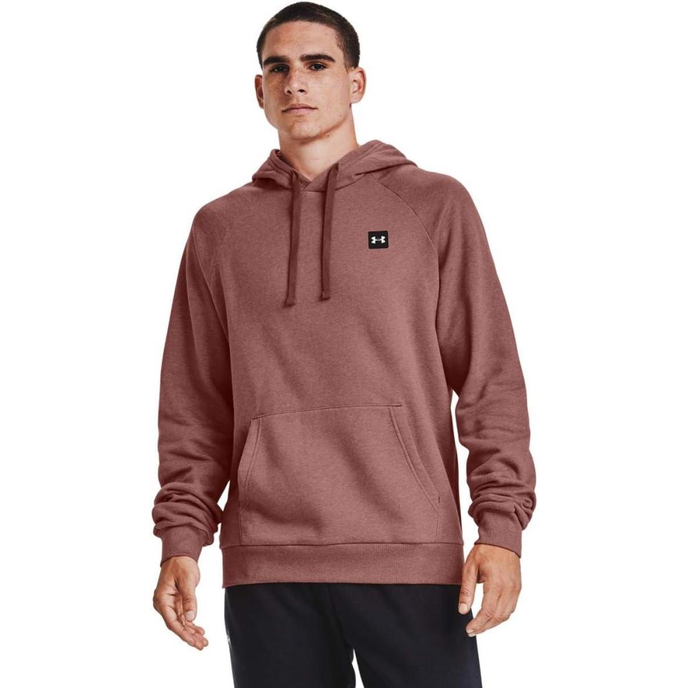 imageUnder Armour Mens Rival Fleece Sportstyle Logo HoodieCinna Red Light Heather 689Onyx White