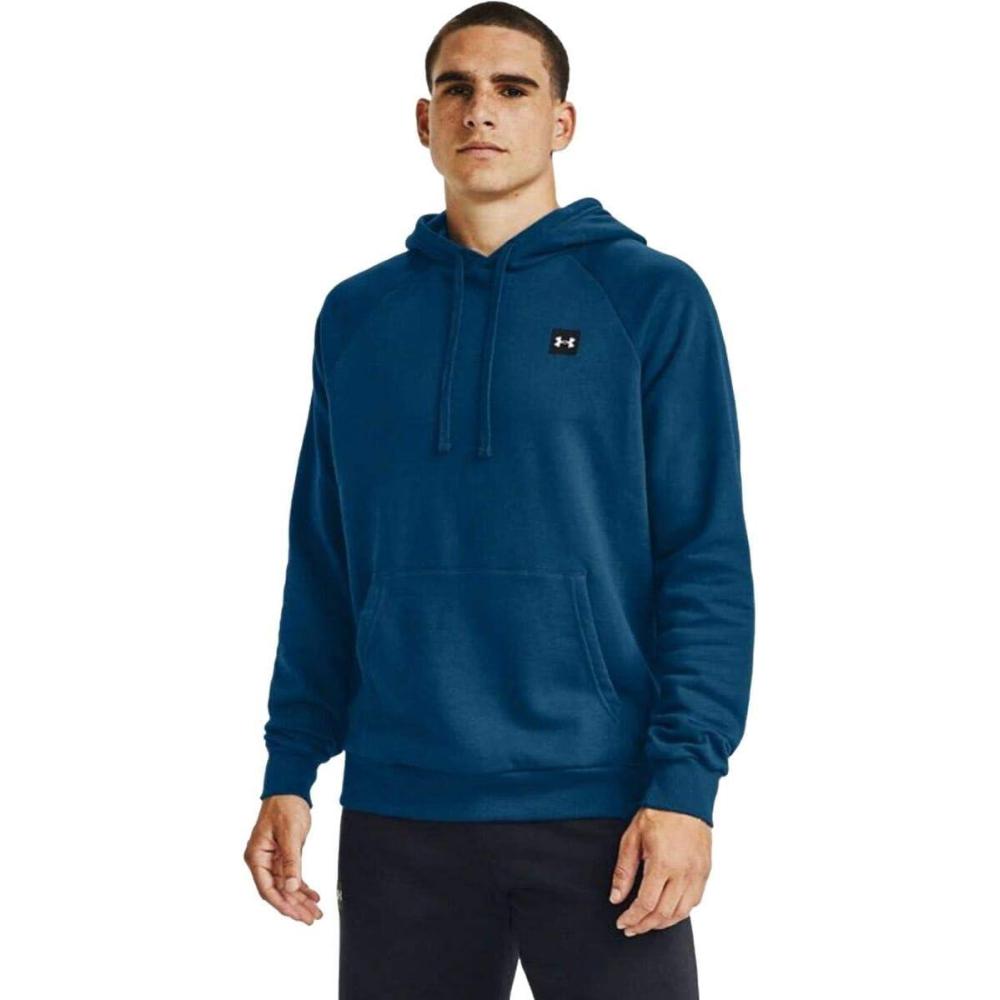 imageUnder Armour Mens Rival Fleece Sportstyle Logo HoodieGraphite Blue 581Onyx White