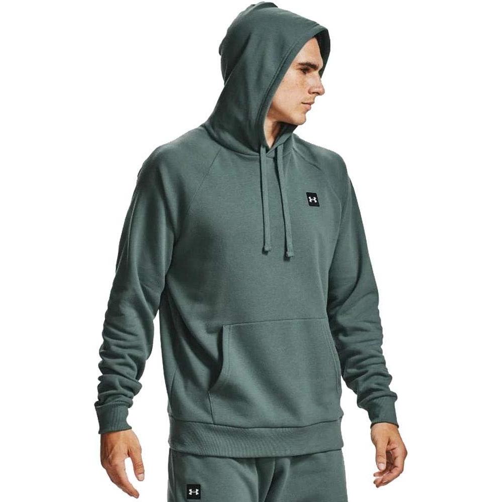 imageUnder Armour Mens Rival Fleece Sportstyle Logo HoodieLichen Blue 424Onyx White