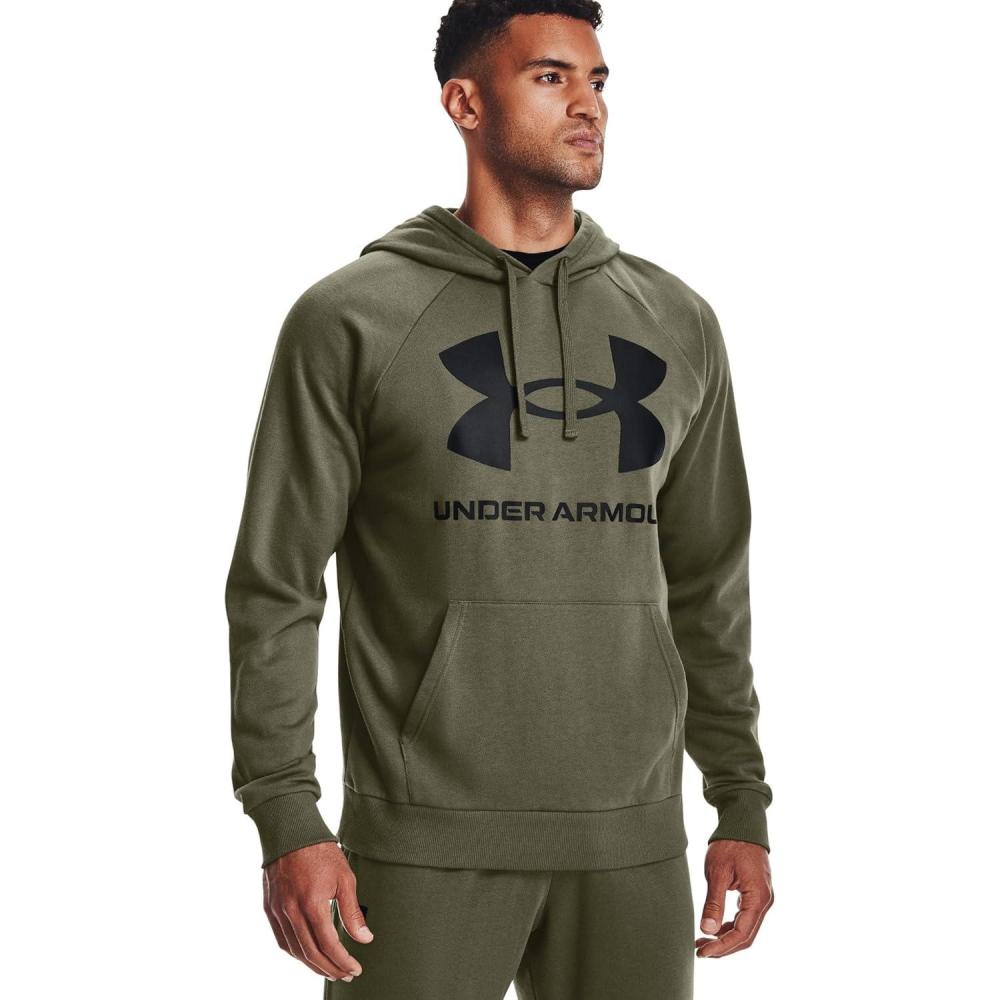 imageUnder Armour Mens Rival Fleece Sportstyle Logo HoodieMarine Od Green 390Black