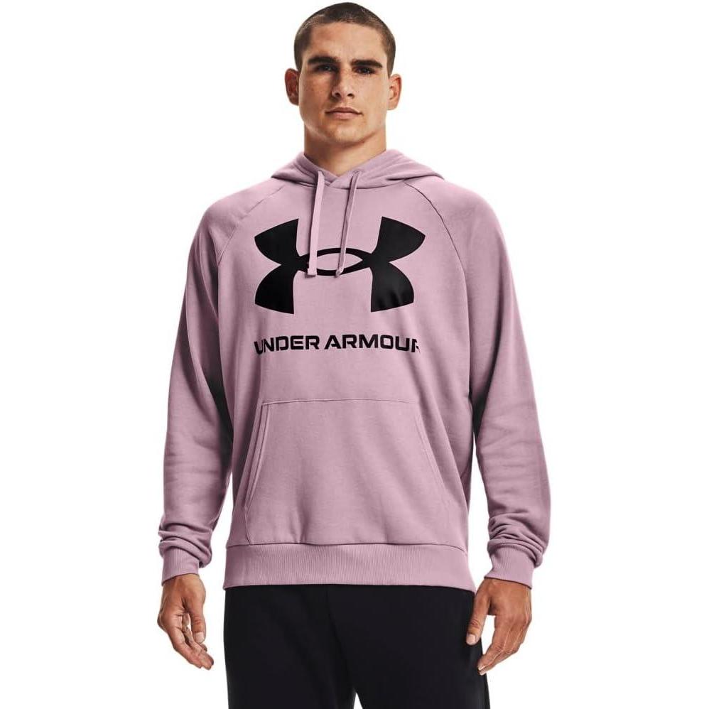 imageUnder Armour Mens Rival Fleece Sportstyle Logo HoodieMauve Pink 698Black