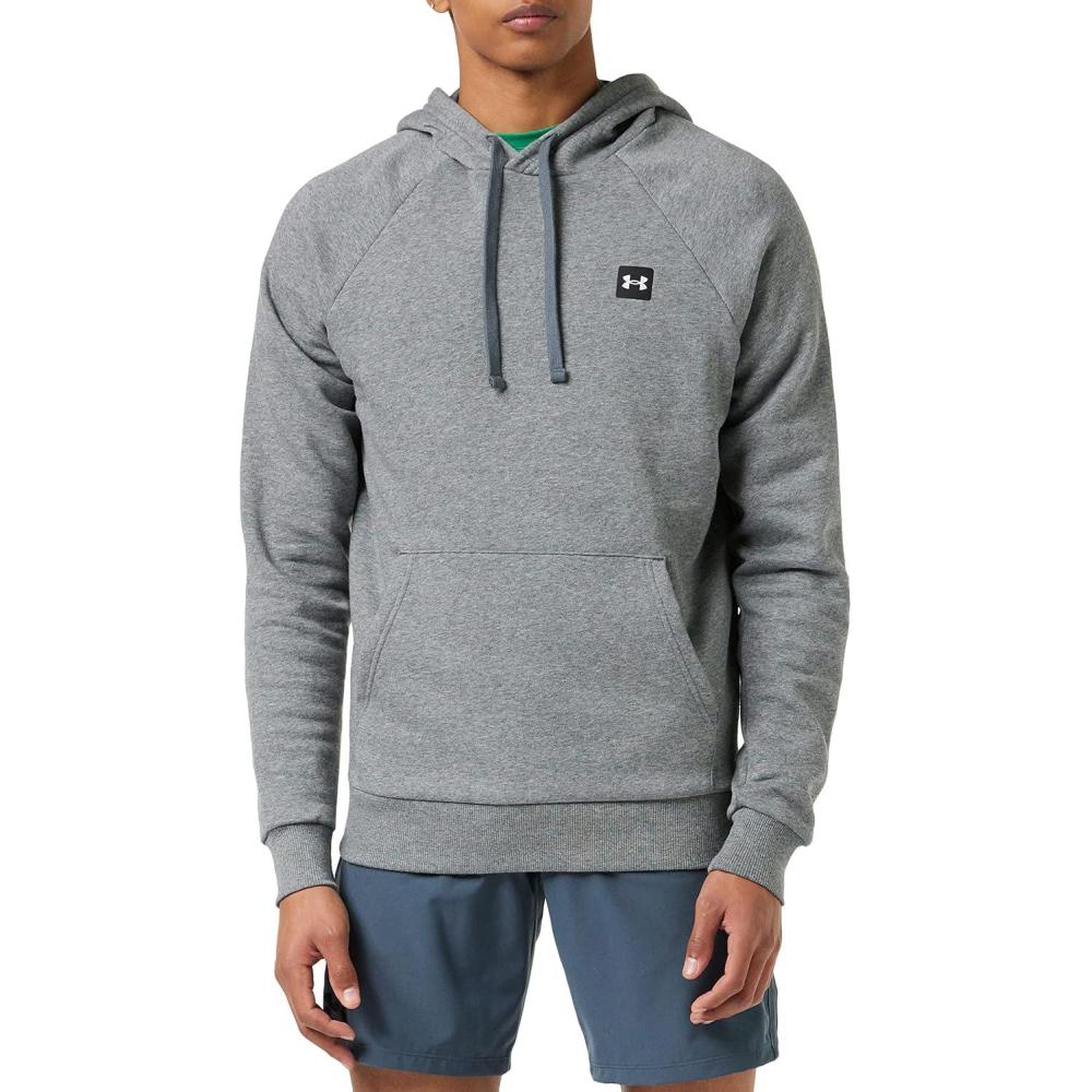 imageUnder Armour Mens Rival Fleece Sportstyle Logo HoodieMod Gray Light Heather 011Onyx White