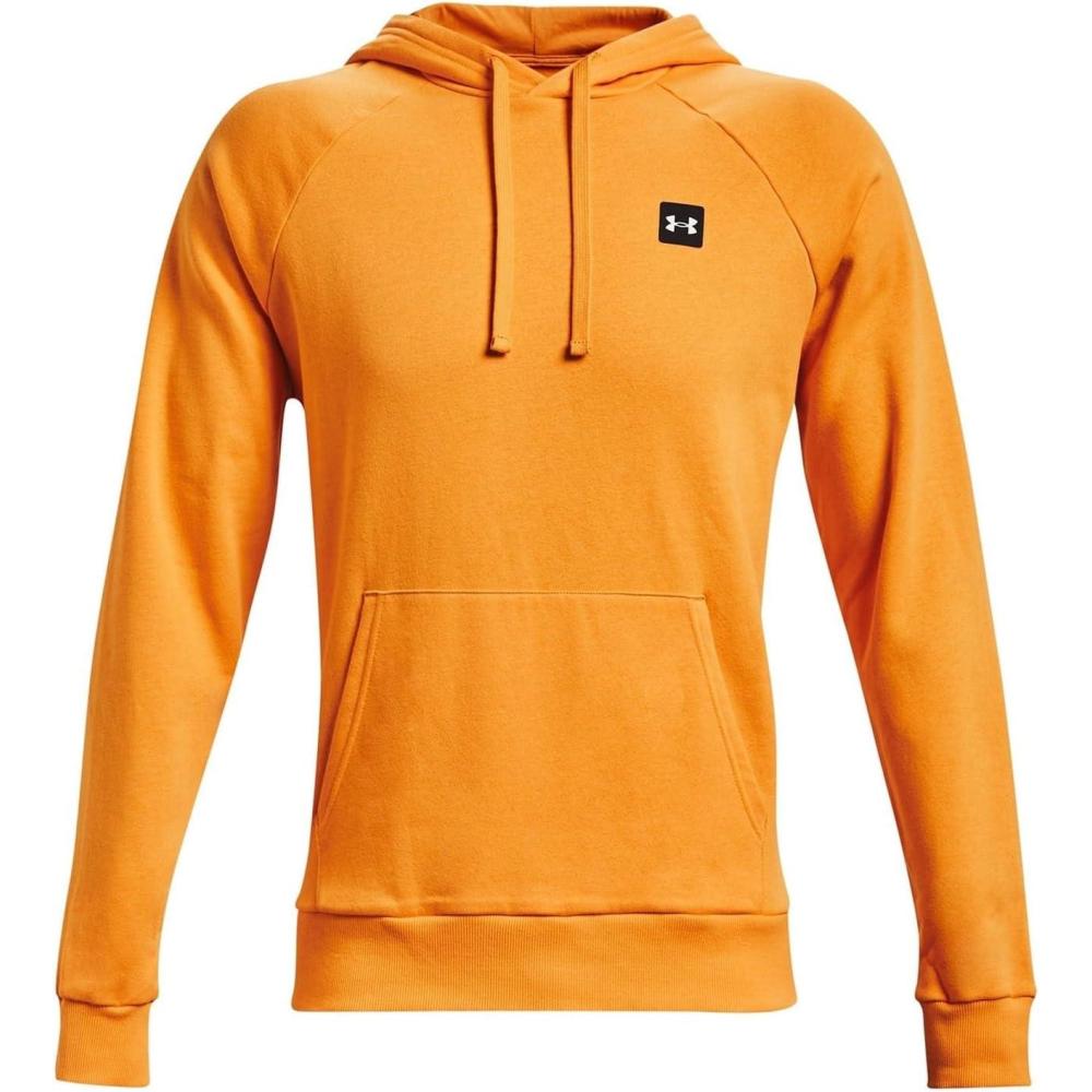 imageUnder Armour Mens Rival Fleece Sportstyle Logo HoodieOmega Orange 857Onyx White