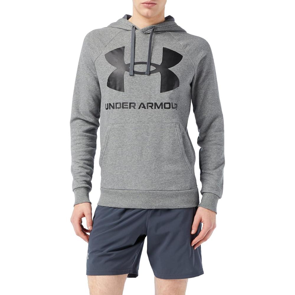 imageUnder Armour Mens Rival Fleece Sportstyle Logo HoodiePitch Gray Light Heather 012Black