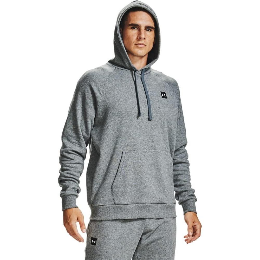 imageUnder Armour Mens Rival Fleece Sportstyle Logo HoodiePitch Gray Light Heather 012Onyx White