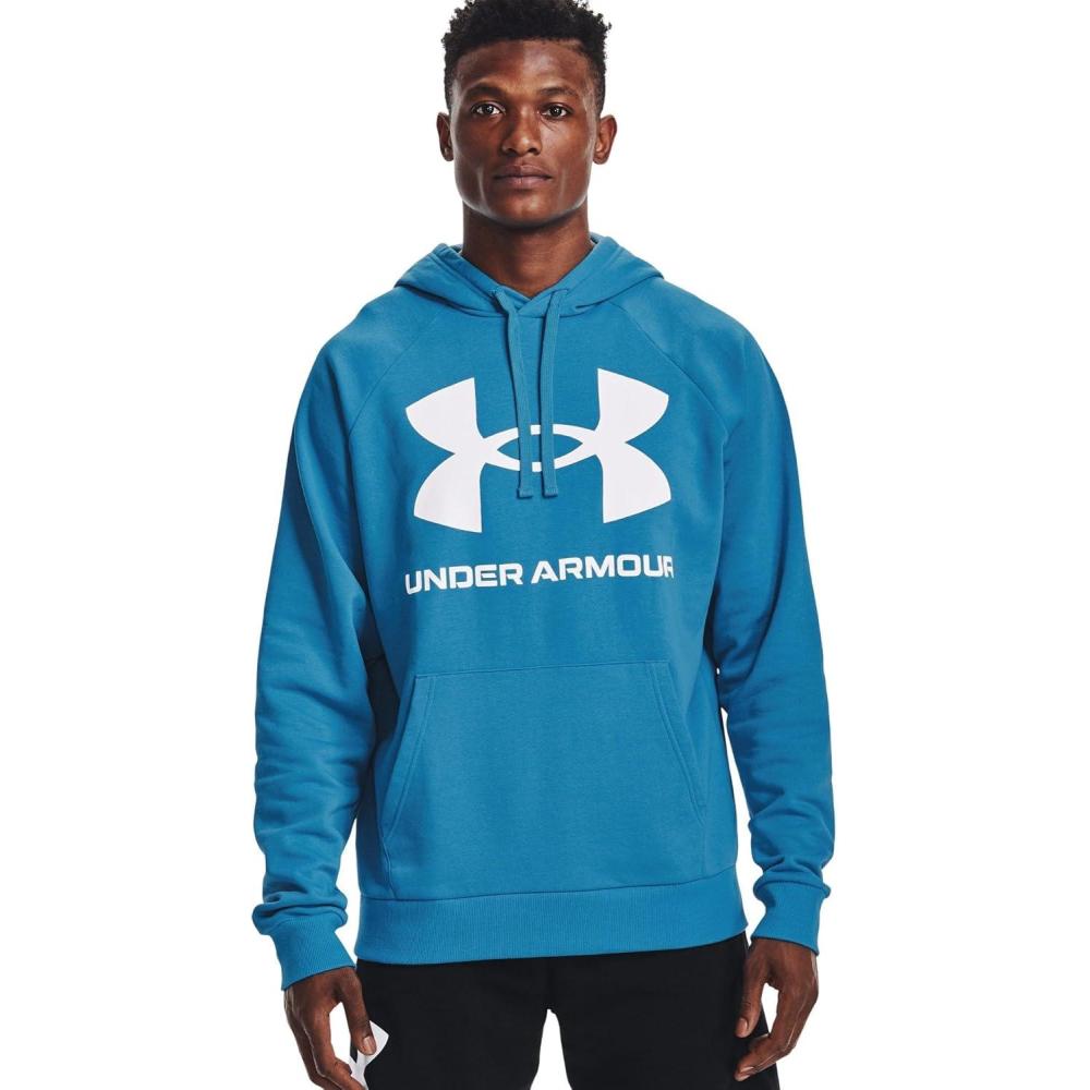 imageUnder Armour Mens Rival Fleece Sportstyle Logo HoodieRadar Blue 422White