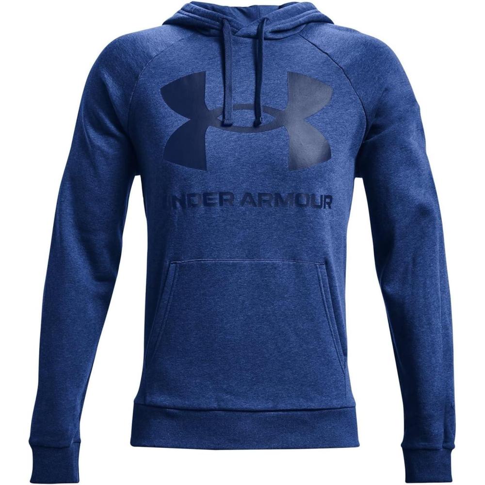 imageUnder Armour Mens Rival Fleece Sportstyle Logo HoodieTech Blue Light Heather 432Indigo