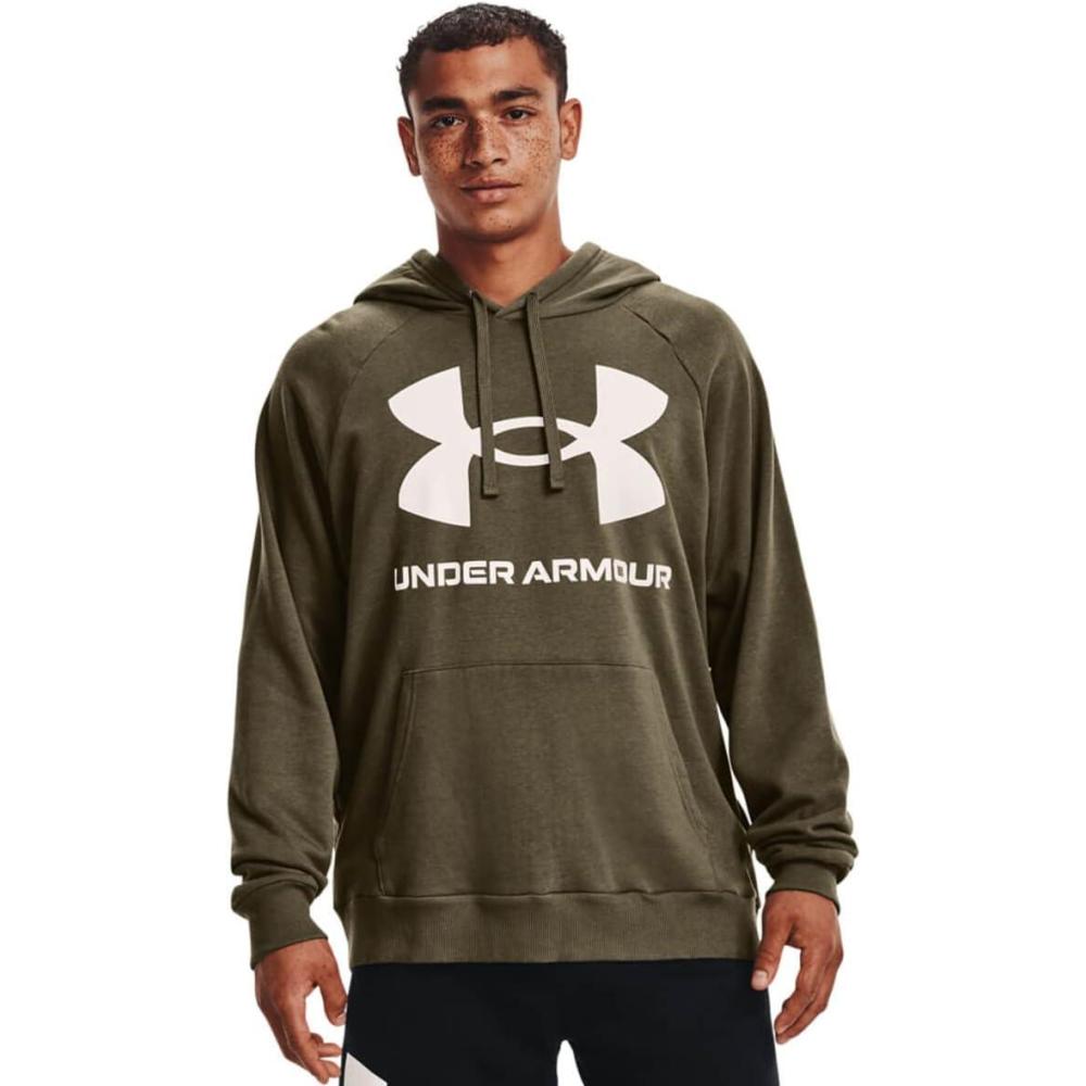 imageUnder Armour Mens Rival Fleece Sportstyle Logo HoodieTent 361Onyx White