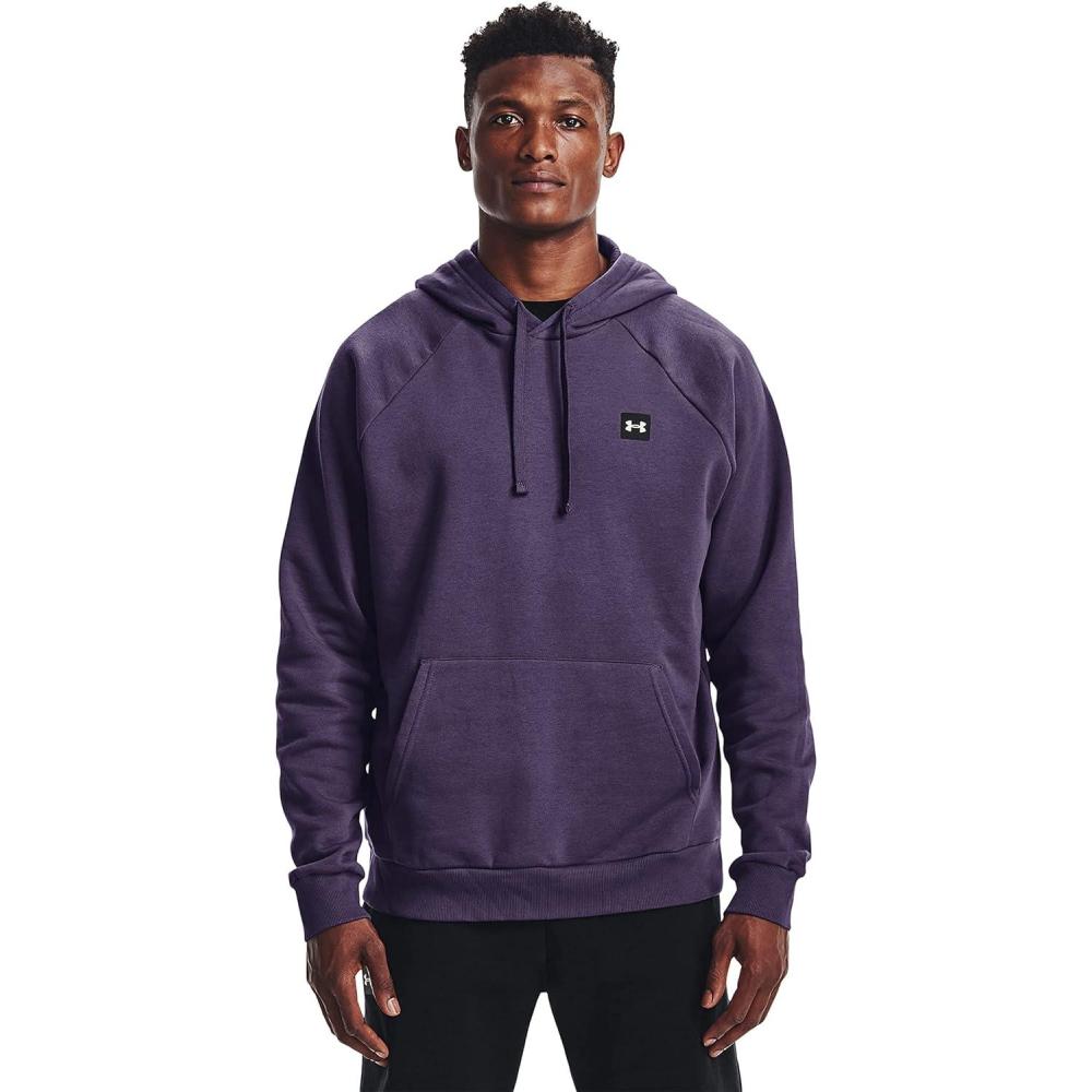 imageUnder Armour Mens Rival Fleece Sportstyle Logo HoodieTwilight Purple 500Onyx White