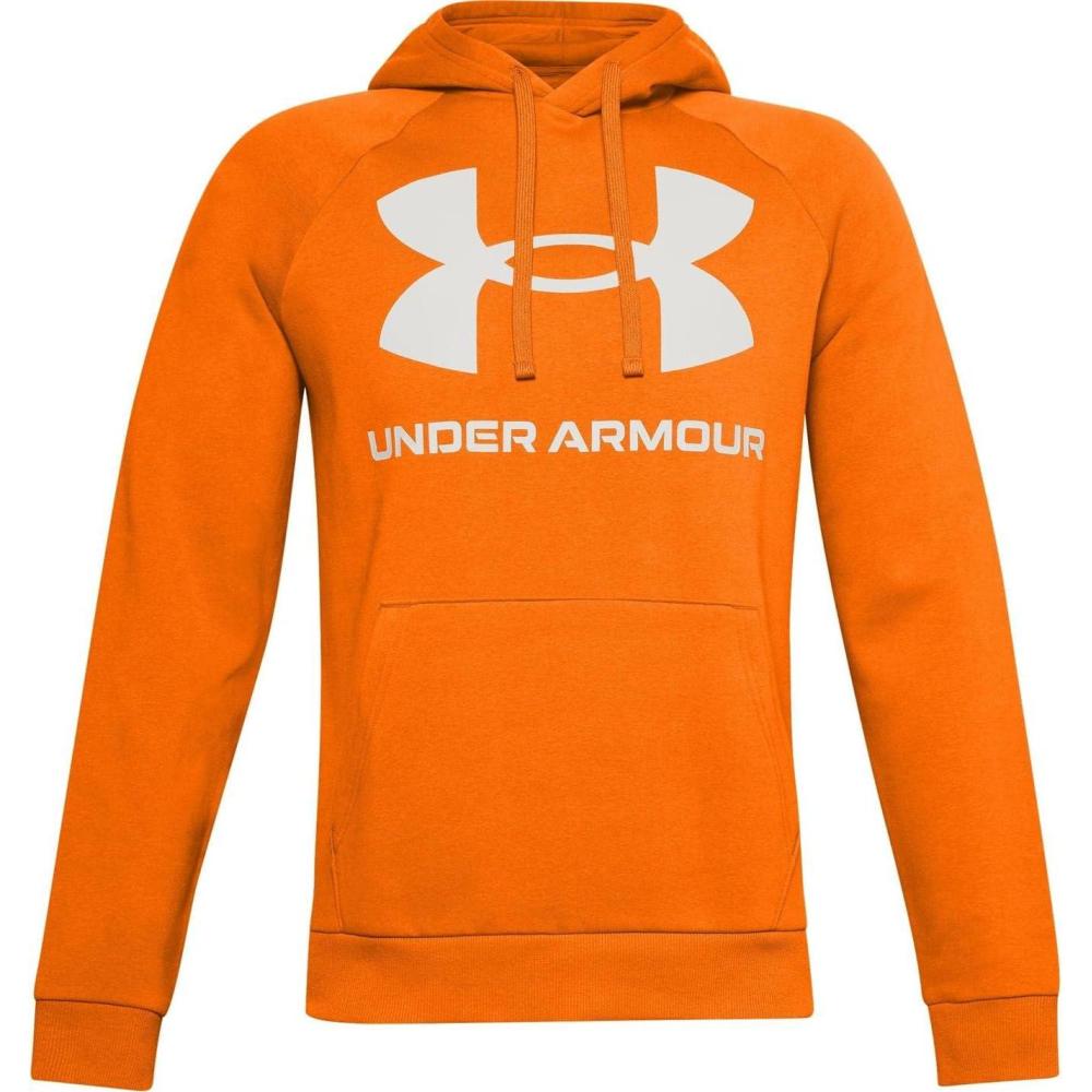 imageUnder Armour Mens Rival Fleece Sportstyle Logo HoodieVibe Orange 850Onyx White