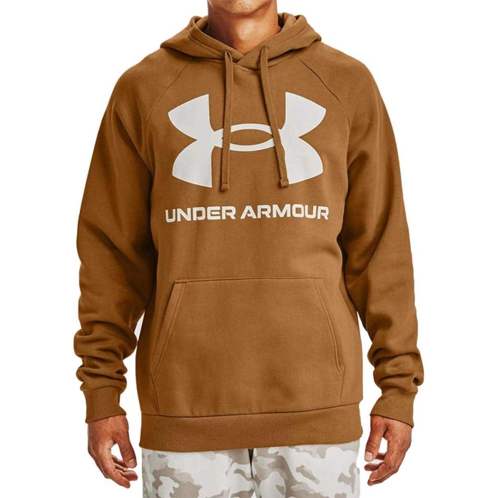 imageUnder Armour Mens Rival Fleece Sportstyle Logo HoodieYellow Ochre 707Onyx White