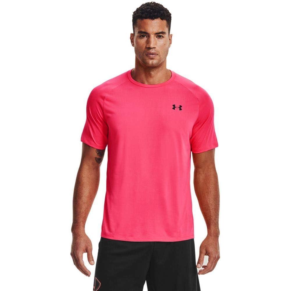 imageUnder Armour Mens Tech 20 ShortSleeve TShirtPink Shock 684Black