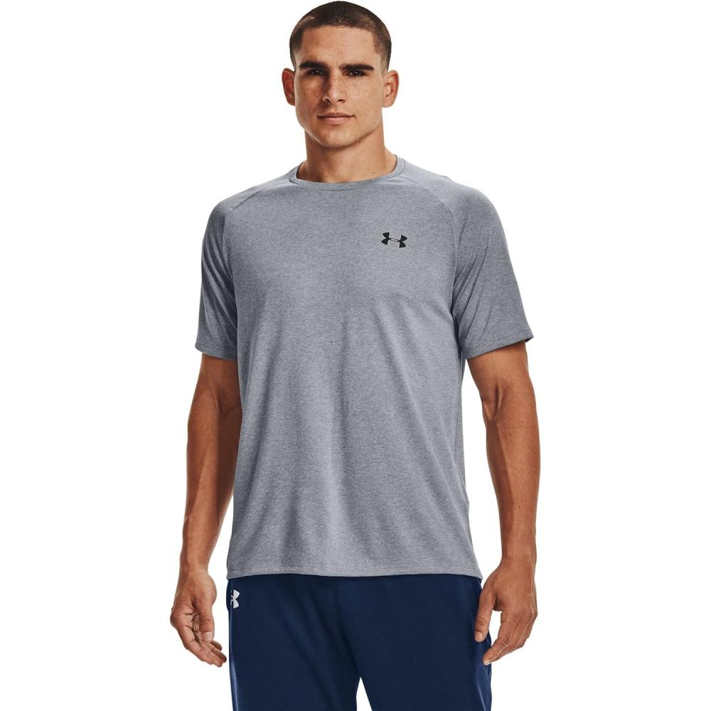 imageUnder Armour Mens Tech 20 ShortSleeve TShirtSteel Light Heather  Black
