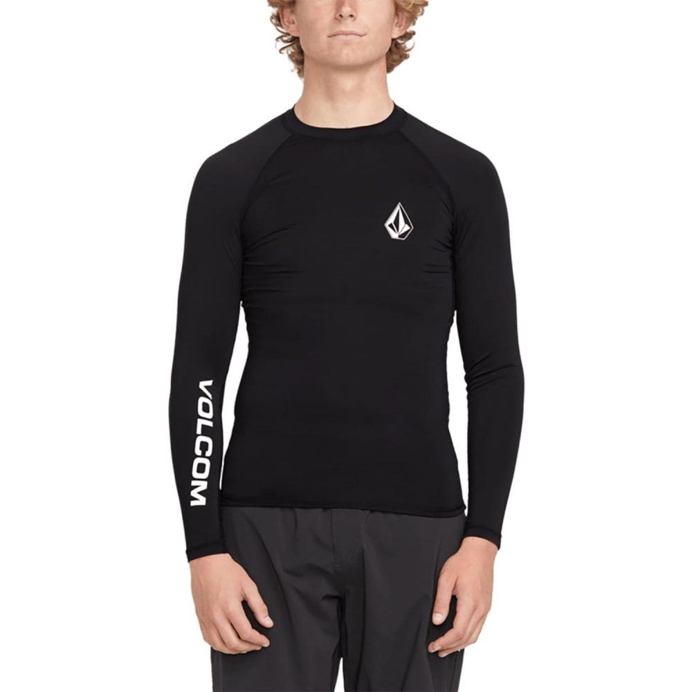 imageVolcom Mens Solid UPF 50 Long Sleeve RashguardBlack Stone