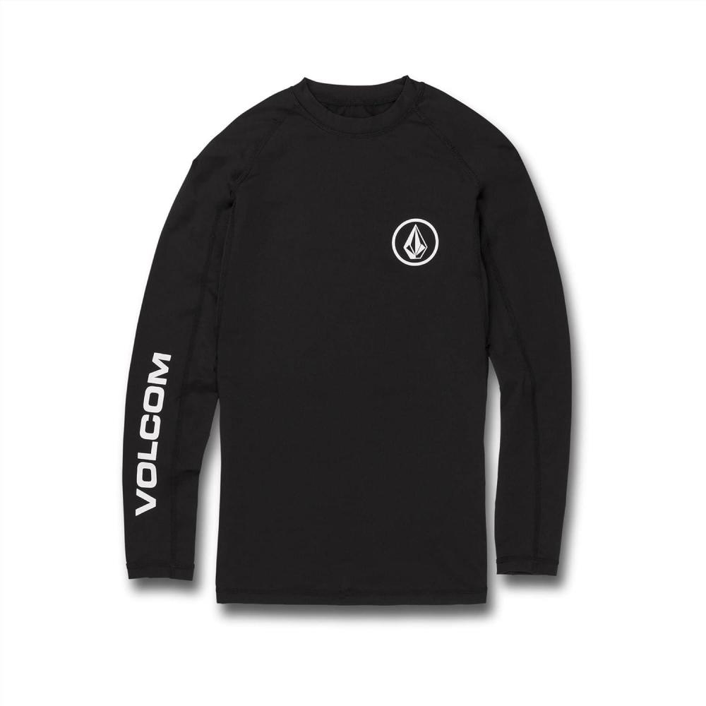 imageVolcom Mens Solid UPF 50 Long Sleeve RashguardBlackWhite