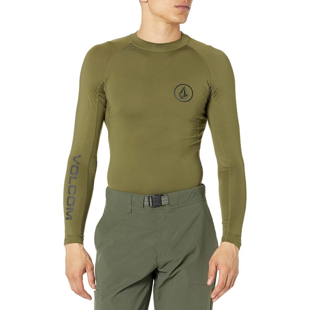 imageVolcom Mens Solid UPF 50 Long Sleeve RashguardMilitary 2