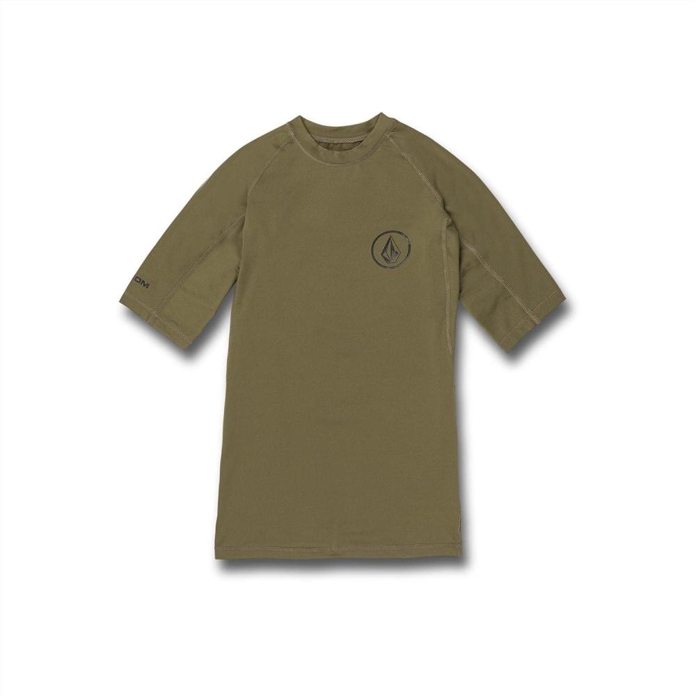 imageVolcom Mens Solid UPF 50 Short Sleeve RashguardRash Guard ShirtMilitary