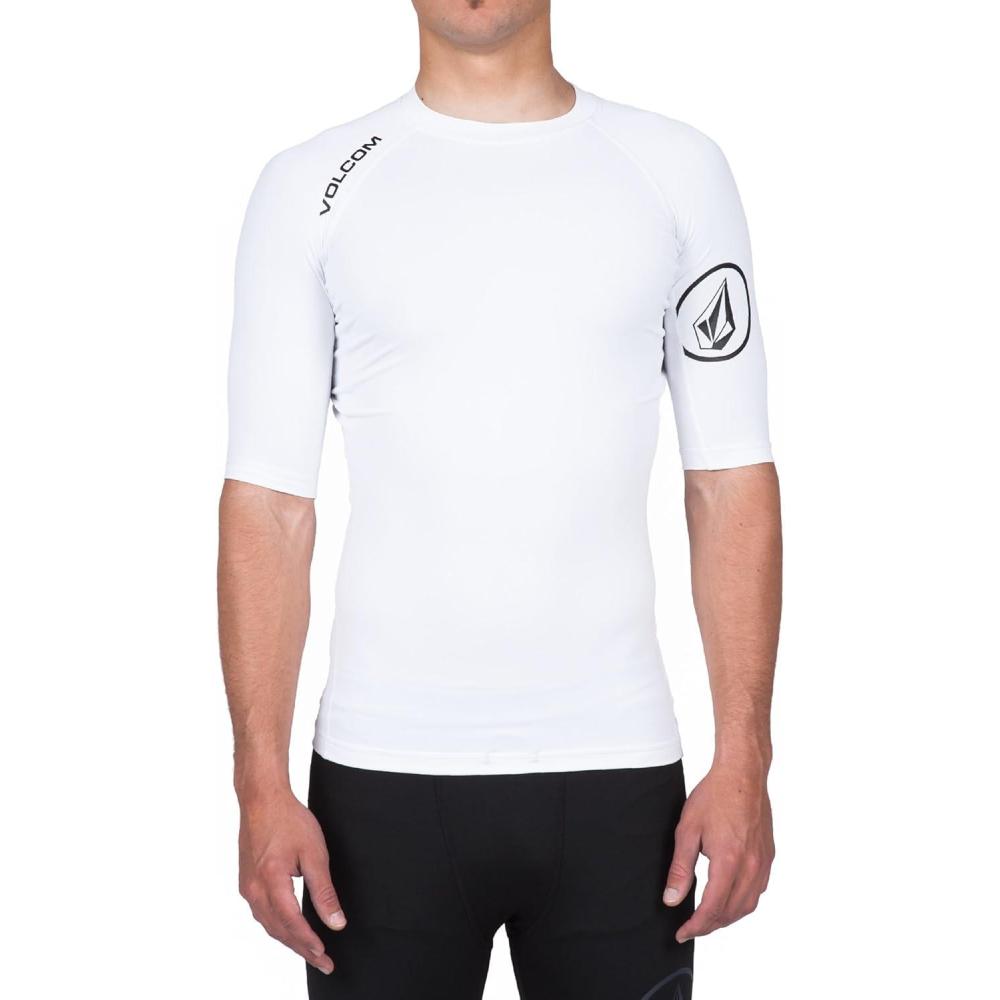 imageVolcom Mens Solid UPF 50 Short Sleeve RashguardRash Guard ShirtWhite