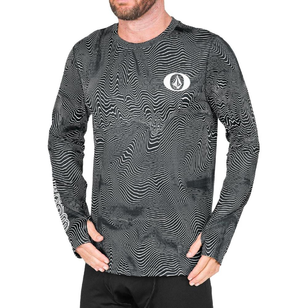 imageVolcom Mens VScience Midweight Thermal Base Layer Long Sleeve ShirtBlack Print