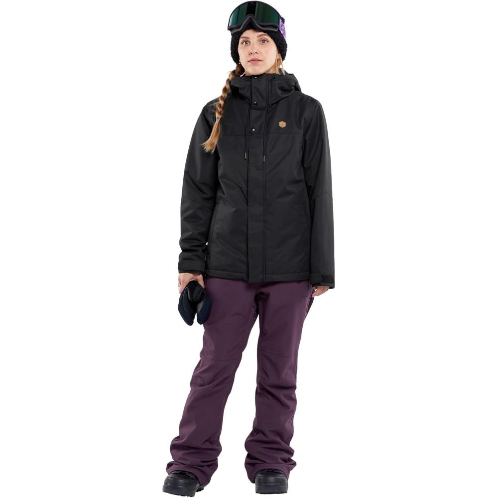 imageVolcom Womens Bolt Insulated Snowboard Ski Winter Hooded JacketBlack S4