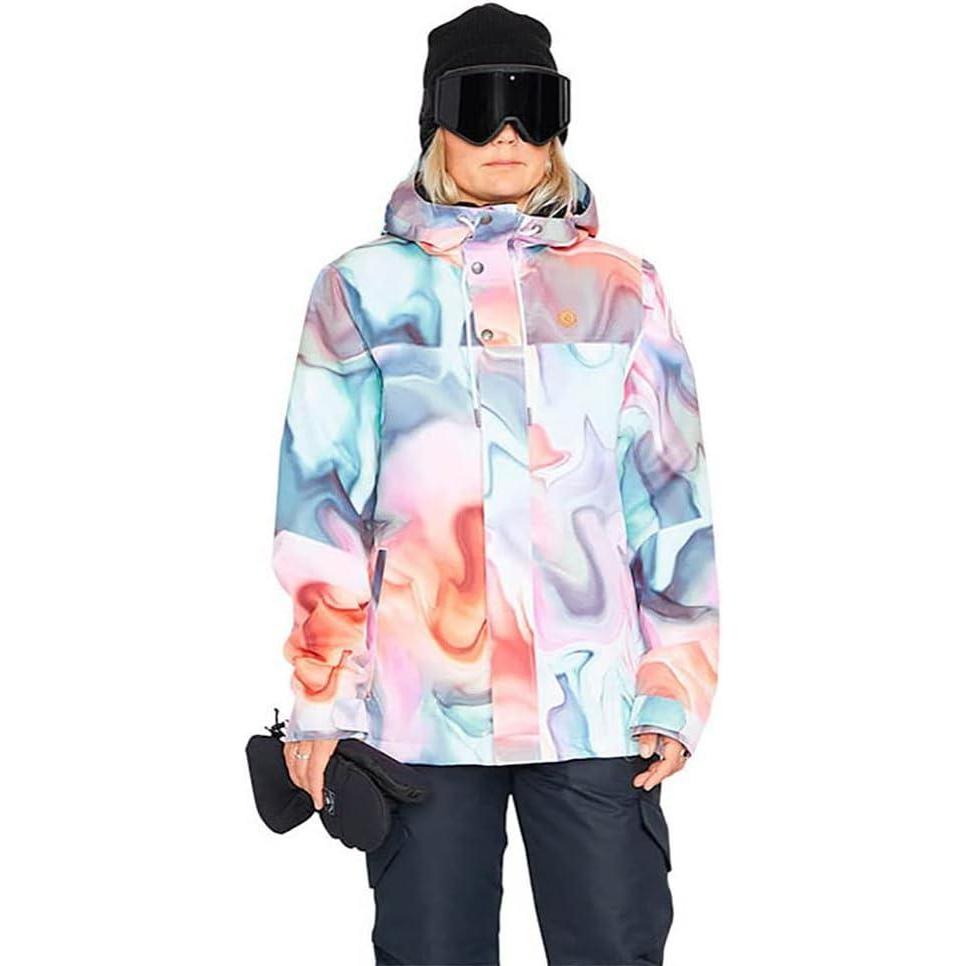 imageVolcom Womens Bolt Insulated Snowboard Ski Winter Hooded JacketNebula Print S3