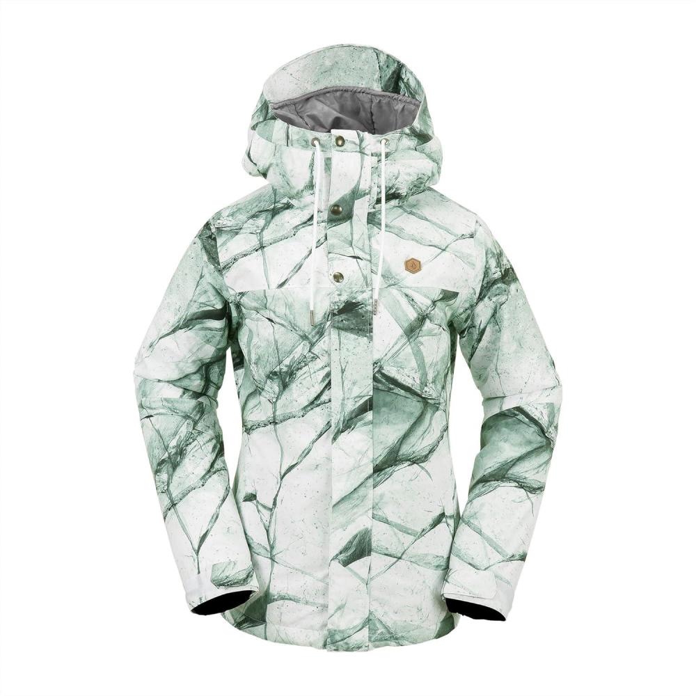 imageVolcom Womens Bolt Insulated Snowboard Ski Winter Hooded JacketWhite Ice S4