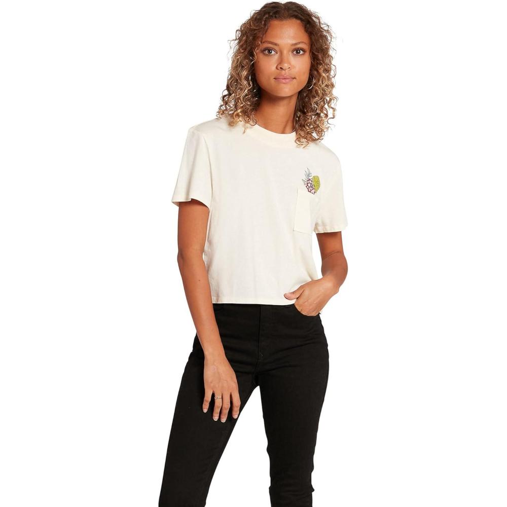 imageVolcom Womens Short Sleeve Pocket Dial Tee  Crew Neck TShirt with Chest Pocket and Screen PrintCloud