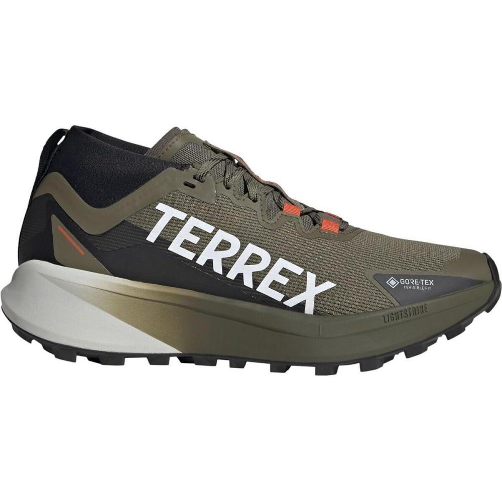 imageadidas Mens Terrex Agravic Goretex Trail Running Shoes SneakerOlive StrataWhiteSemi Impact Orange