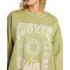 Billabong womens Ride in Oversized Crewneck Sweatshirt(Palm Green)