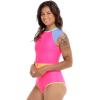 Body Glove Women’s Stand Up Zip Front Paddle One Piece Swimsuit with UPF 50+(Bubble Gum Colorblock)