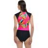 Body Glove Women’s Stand Up Zip Front Paddle One Piece Swimsuit with UPF 50+(Canopy Tropical Brights)
