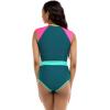 Body Glove Women’s Stand Up Zip Front Paddle One Piece Swimsuit with UPF 50+(Kingfisher Colorblock)