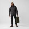 Fjällräven Skogsö Jacket Coats for Men – Leather Details, Two Chest and Two Hand Pockets, and Fixed Two Way Adjustable Hood(Dark Grey)