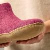 Glerups 100% quality wool mix Boot Slipper with leather sole – Unisex(Cranberry)