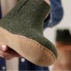 Glerups 100% quality wool mix Boot Slipper with leather sole – Unisex(Forest)