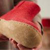 Glerups 100% quality wool mix Boot Slipper with leather sole – Unisex(Red)