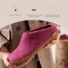 Glerups 100% quality wool mix Slipper with rubber sole – Unisex Slip-on(Cranberry)