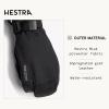 Hestra Unisex Powder Gauntlet 3-Finger Glove, Insulated, Windproof Leather Gloves for Alpine Ski & Everyday for Men & Women(Black)