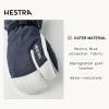 Hestra Unisex Powder Gauntlet 3-Finger Glove, Insulated, Windproof Leather Gloves for Alpine Ski & Everyday for Men & Women(Navy/Offwhite)