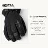 Hestra Unisex Powder Gauntlet Glove, Leather Windproof Insulated Glove for Alpine Ski, Everyday Winter Wear for Men & Women(Black)