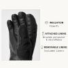Hestra Unisex Powder Gauntlet Glove, Leather Windproof Insulated Glove for Alpine Ski, Everyday Winter Wear for Men & Women(Black)