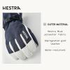 Hestra Unisex Powder Gauntlet Glove, Leather Windproof Insulated Glove for Alpine Ski, Everyday Winter Wear for Men & Women(Navy/Offwhite)