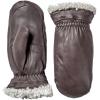 Hestra Women’s Gloves Sundborn Slim Fit Winter Leather Mitten with Fur(Dark Brown)