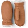 Hestra Women’s Gloves Sundborn Slim Fit Winter Leather Mitten with Fur(Dark Brown)