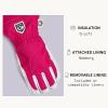 Hestra Women’s Heli Ski Female Glove, 5-Finger Leather Snow Glove for Skiing, Snowboarding and Mountaineering(Fuchsia/Offwhite)