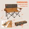 Kelty Loveseat Oversized 2-Person Heavy Duty Folding Camp Chair, Double Seat for Soccer Games, Tailgating, Beach Days (Regular Height/Bungee)(Canyon Brown / Beluga)