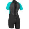 O’Neill Women’s Reactor-2 2mm Back Zip Short Sleeve Spring Wetsuit(Black/Light Aqua)