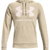 Under Armour Men’s Rival Fleece Sportstyle Logo Hoodie(Khaki Base Light Heather (289)/Onyx White)